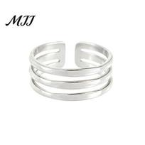 Stainless Steel Finger Band Thumb Ring Geometric Lines Shape Adjustable Opening Design Versatile Jewelry Gift sidabras