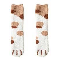 1 Pair Coral Fleece Cat Paw Winter Socks Thicken Sleeping Socks Coral Fleece Warm Sock  Women 5