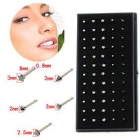 60Pcs 20G Stainless Steel Nose Ring Ear Bone Needle Stud Body Piercing Jewelry 60pcs/box
