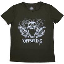 New The Offspring Ladies Slim Fit T-Shirt: Feathered Winged Skull OFFICIAL green S