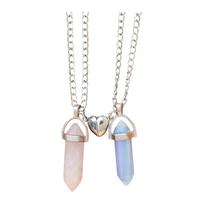 Hexagon Pendant Necklace Couple Magnetic Necklace Natural Quartz Pendant Necklace Jewelry One Size