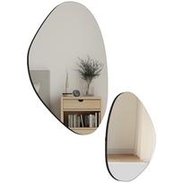 Set of 2 Pebble-Shaped Wall Mirror - Black 70 x 46 x 2.5 cm