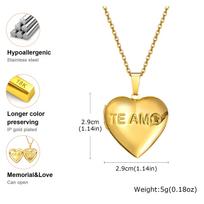 Vnox Stainless Steel Heart Locket Necklace Pendant with Photo Frame, Elegant Gold Plated Design Womens Gift 50cm