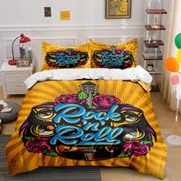Rock 'n' Roll Guitar Bedding Set Bedding set (1 duvet cover, 2 pillowcases, duvet not included) 135x200cm