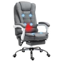 Office Chair with Massage and Heating Function, Reclining Backrest, Swivel & Height-Adjustable, up to 120 kg, Gray 65 x 70 x 119 cm pilka