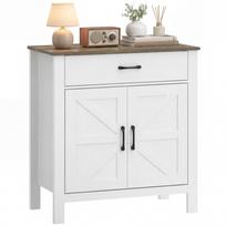 Komoda, Bufeto spintelė, Kaimiško stiliaus virtuvės spintelė su stumdomomis durelėmis ir reguliuojama lentyna, Balta 77 x 39.3 x 81.5 cm balta