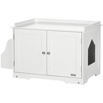 Cat Litter Box, Cat House, with Partition, Magnetic Double Door, Side Shelf, White, 86 x 48 x 52 cm 86 x 48 x 52 cm balta