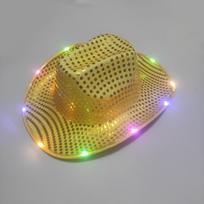 Colorful Flashing LED Cowboy Hat Pearlescent Finish Glowing Hat Flashing Cap  Wedding Bridal geltona