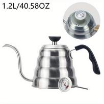 1 PC Teapot with Thermometer Teapot Flip Top Coffee Pot with Thermometer Gooseneck Kettle with Thermometer - Premium Stainless Steel Coffee Pot 1pc 1.2L with thermometer sidabras