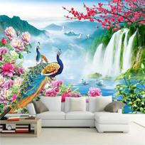 tapetai 3D stebuklų pasaulis povas kraštovaizdžio tapyba svetainė miegamasis viešbutis TV foninė sienų dekoracija 200 cm(W) x 140 cm(H) blue