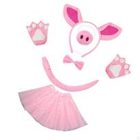 Gyvūno Kiaulės Kostiumo Aksesuarai Ausys Lankelis Nosies Peteliškė Uodega Karnavalui Pink Star Skirt