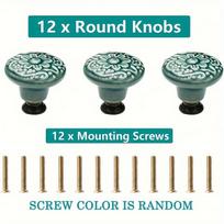 12pcs Elegant Ceramic Cabinet Knobs - Transform Dresser, Drawer & Door Handles. Easy Installation with Included Screws 12pcs