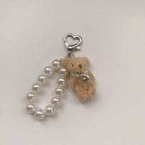 1vnt Joint Bear Pearl telefono grandinėlė pakabukas raktų pakabukas pliušinis meškiukas raktų pakabukas Juvelyrinis fotoaparato krepšys pasidaryk pats papuošimas rankų darbo dovana chaki