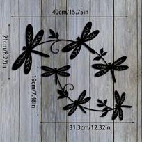 Dragonfly Metal Wall Art Iron Sculpture Set Indoor Outdoor Garden Balcony Hanging Ornament Housewarming Gift Home Decor juoda