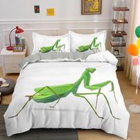 Green Praying Mantis Duvet Cover King Queen Size Insect Theme Bedding Set For Kids Teens Adults Wildlife Quilt Cover Pillowcase EU Single(135*200cm)3pcs