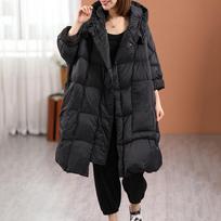Winter Walking Quilt Down Jacket Thickened Long White Duck Down Hooded Down Large Size Warm Winter Clothing One size juoda