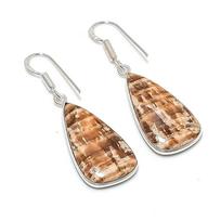 Natural Orange Amazonite Gemstone 925 Sterling Silver Jewelry Earring 1.81  AE-12282