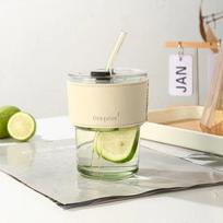 Creative Glass Coffee With Lid Sippy Cup Milk Tea Drink Cup Iced American Latte Milk Glass skaidri