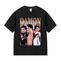 90s Retro Damon Salvatore Graphic T Shirt Unisex Harajuku Fashion Cotton Short Sleeve Y2k Men's Gothic Clothing T-Shirt S juoda