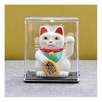 Solar Automatic Waving Lucky Cat Vivid and Lovely Home Desktop Ornament for Women Men Home Office Decor 23065B balta