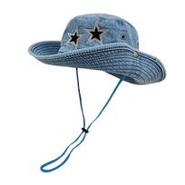 New Cute Grunge Cowboy Hat Soft Lightweight Treny Cap Breathable Comfortable Grunge Cowgirl Hat Western Party Dress Up mėlyna