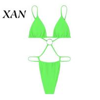 Ultra-thin Bikini Sexy One-piece Bikini, Ultra-Thin Triangular Cup Hollow Back Design Monokini Tops with High-Cut Pleated Trunks, Adjustable M