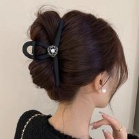 1pc black matte camellia grab clip large elegant French hair clip, the back of the head coil hair premium shark clip hair grip