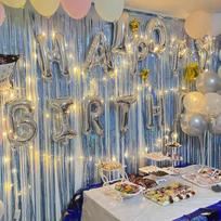 Jingtang Balloon Streamers, Tassel Decorations, Birthday Party Backdrop, Colorful Ribbons, Silver, 2-Pack
