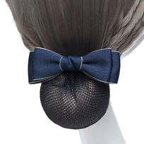 Nurse Hair Clip Headwear Female Korean Bun Snood Ponytail Clip Bow Spring Clip Hairgrips Cover Net blue-B