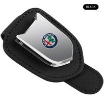 Car Auto Sun Visor Glasses Box Sunglasses Clip Card Ticket Holder Stand for Alfa Romeo Giulia Giulietta MiTo Stelvio Tonale 4C 8C Disco Volante Gloria juoda