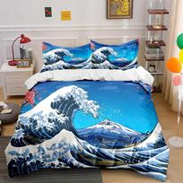 Great Wave Printed Bedding Set Bedding set (1 duvet cover, 2 pillowcases, duvet not included) 135x200cm