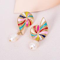 Conch Pearl Conch Earrings Clear Color Geometric Drop Earrings Creative Conch Earrings  Party spalvota