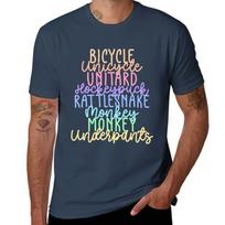 Monkey Monkey Underpants Rainbow Fan Quote White Tshirt Work Wear Short Sleeve Tshirt S