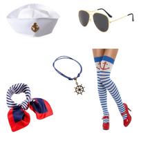 Costume Set with Hat, Bandana, Glasses, Necklace, Socks and Gloves mėlyna