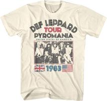Def Leppard 1977 English Rock Band 1983 USA Pyromania Tour Natural Adult  Unisex T-Shirt S
