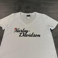 Harley Davidson T  Women Med USA Made White Black Christmas Santa Hat Unisex T-Shirt S