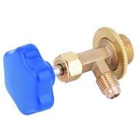 Refrigerant Bottle Opener Brass Dispensing Valve 1/4SAE for Air Conditioning R134/R22R22 Copper + plastic