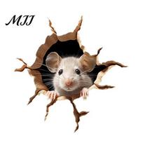 Easy Peel Wall Graphics Peeking Mouse Sticker, 3D Broken Hole Effect Decals, Funny Glass Decals Window Stickers, Removable PVC Art for Bedroom Living A