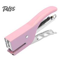 Creative Gift for Teachers Mini Handheld Stapler, with Ergonomic Curved Design, Macaron Paper Binder Colored Compact Metal Daily Document Organization rožinė