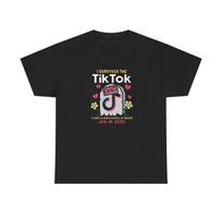 TikTok Tombstone: Digital Eulogy for a Social Media Platform, Satirical Meme Art of Potential Platform BanFunny Graphic Tee, Unisex Cotton L