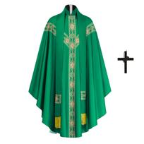 Men's Priest Long Robe Costume for Halloween Church Stage Performance L žalia
