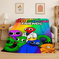 3D R-Rainbows Friends Animacinis Žaidimas Flanelinis Antklodė Minkštas Šiltas Pledas Miegamajam Svetainei Lovai Kelionėms Stovyklavimui Iškylai 75x90cm