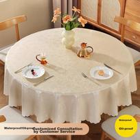 Ali Round Tablecloth, Waterproof And Oil-Proof, Heat-Resistant Table Mat, Round Table Cover, Coffee Table Cloth, 180*180cm, Rose Champagne Color