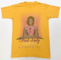Rare Vintage MURINA Michelle Obama First Lady Mom Chief T Shirt 2000s Yellow S XXXXL