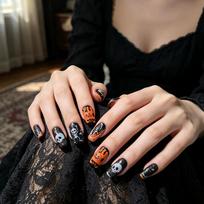 Waterproof Halloween Nail Stickers Pumpkin Bat Gothic Design Decals for DIY Manicure Salon Halloween Theme Events onesize
