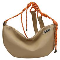 Nylon Rope Messenger Bag Solid Color Shoulder Bag Casual Dumpling Bag  Travel chaki