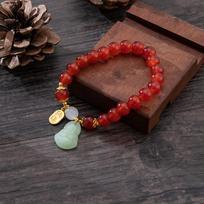 Exquisite Bracelet With Lucky Cloud Maitreya Buddha Fu Pendant Classic Chinese Bracelet For Women Jewelry Gift raudona