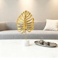 Leaves Cement Base Iron Leaf Desktop Ornament  Study Desk Side Table Adornment S