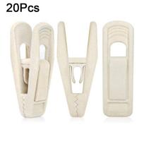 20Pcs Strong Finger Flocked Hanger Clips Non-Slip Traceless Pants Hangers Clip Windproof Space Saving Clothespins Household Use smėlis