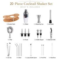 20 piece Stainless Steel Cocktail Shaker Set Versatile Set Professional Cocktail Kit  Party